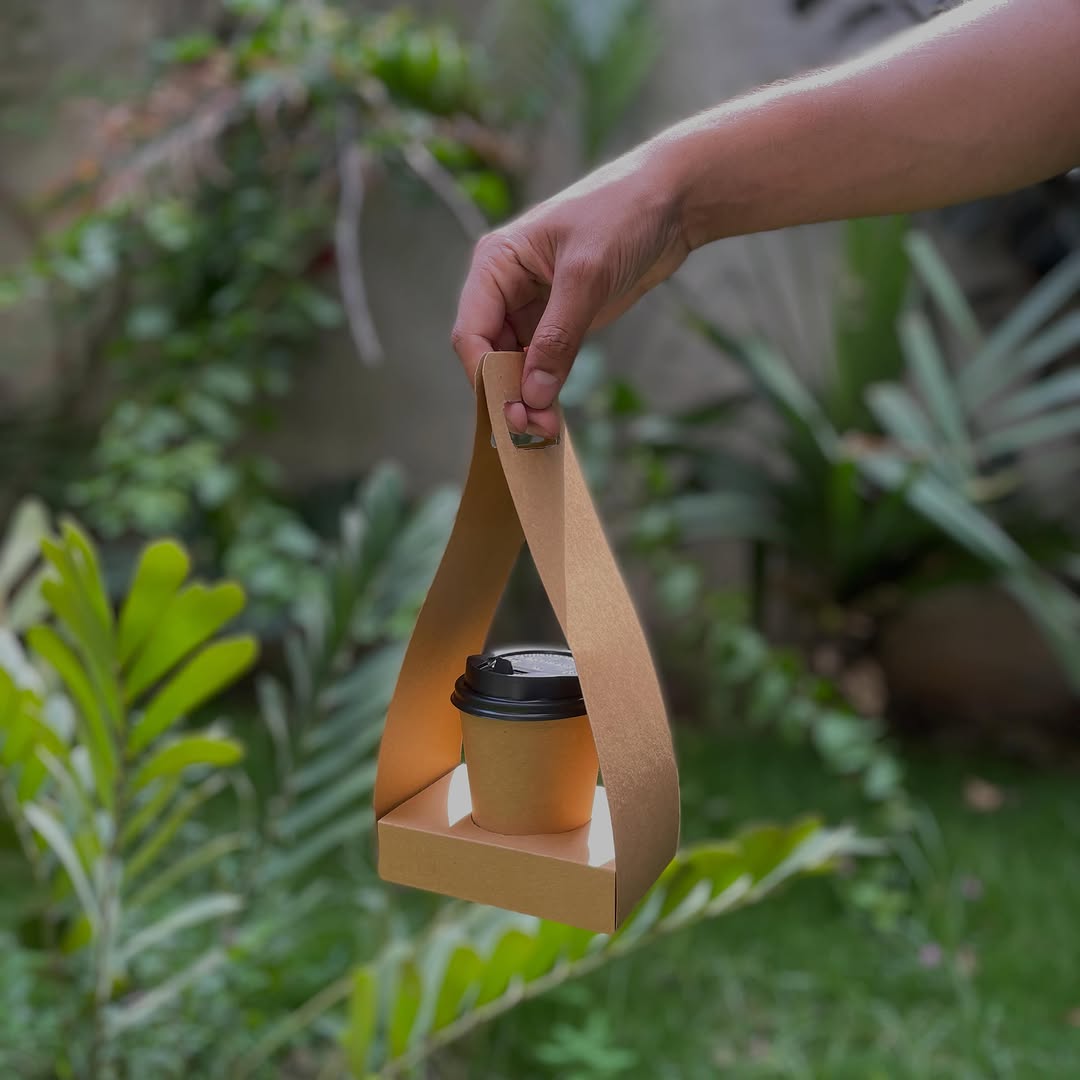 Eco-Friendly Kraft Cup Carrier — Single Cup Holder | 100% Recyclable