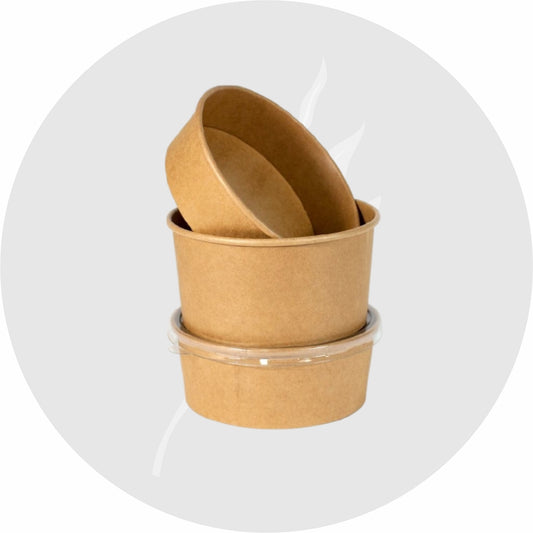 Kraft Paper Food Bowl 750ml with Transparent Lid | Eco-Friendly Disposable Container