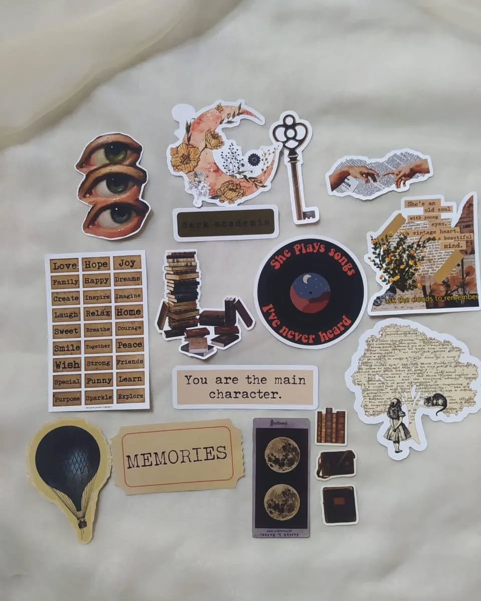 academia stickers used on journal, notebook and laptop decoration
