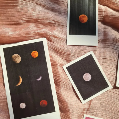 moon aesthetic photo stickers with minimal space and polaroid style design