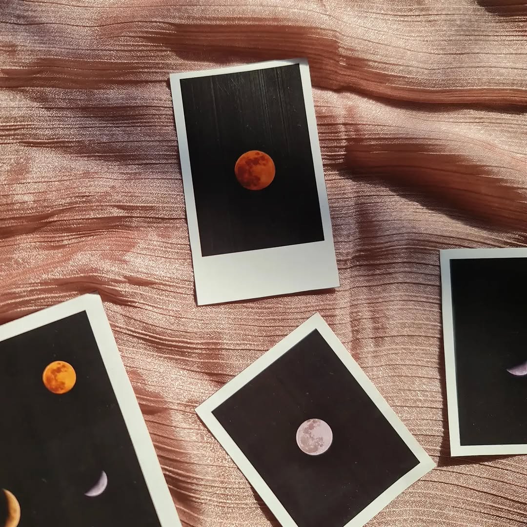 close up of moon stickers showing night sky and minimal aesthetic details
