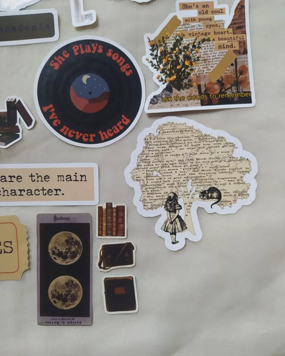 Academia Aesthetic Sticker Pack – Dark Academia Collection (Vintage Style) | Artea.pk