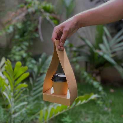 Eco-Friendly Kraft Cup Carrier — Single Cup Holder | 100% Recyclable