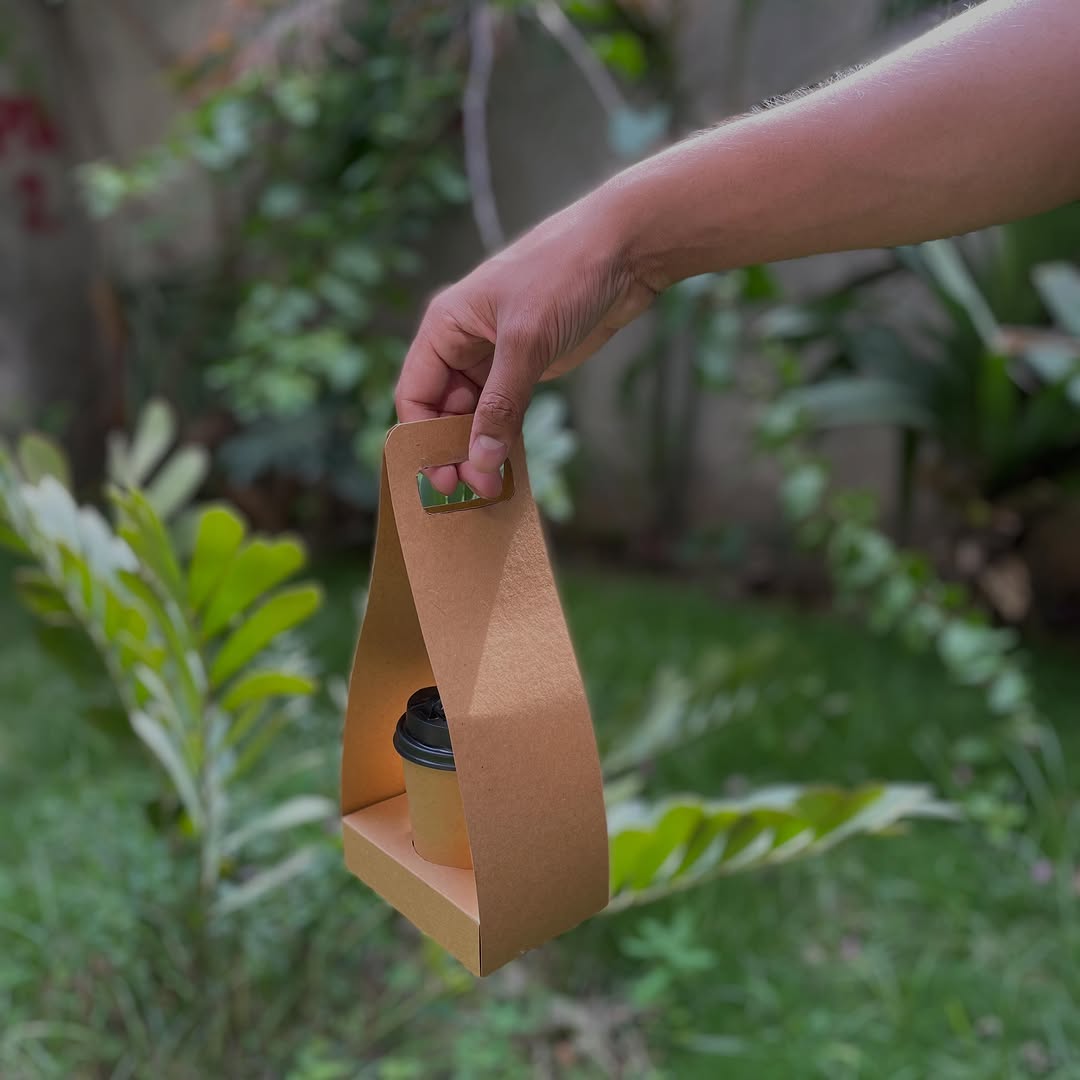 Eco-Friendly Kraft Cup Carrier — Single Cup Holder | 100% Recyclable