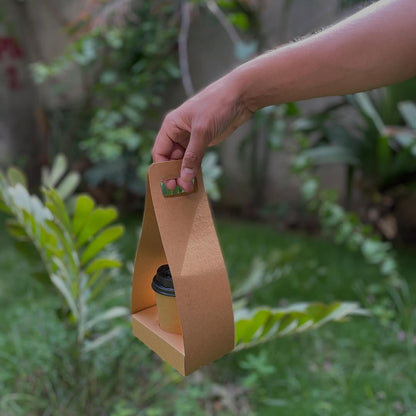 Eco-Friendly Kraft Cup Carrier — Single Cup Holder | 100% Recyclable