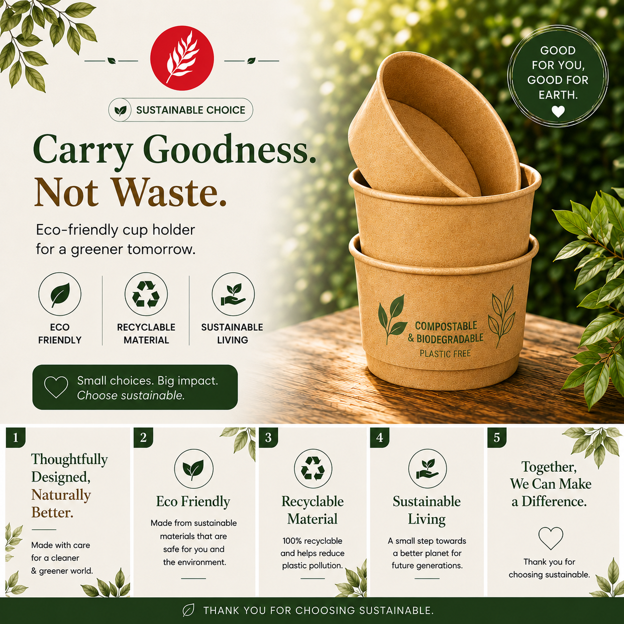 Kraft Paper Food Bowl 750ml with Transparent Lid | Eco-Friendly Disposable Container
