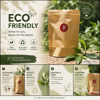 Eco-Friendly Kraft Paper Stand-Up Pouch (Doypack) — 100% Recyclable Food Safe Packaging