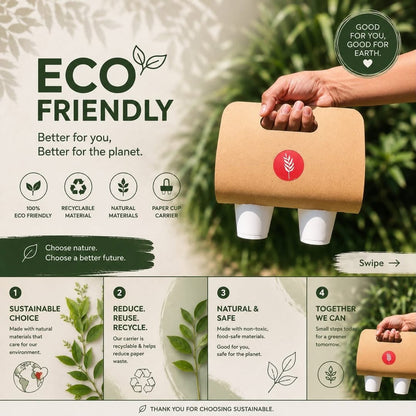 Eco-Friendly Double Cup Carrier — 100% Recyclable Paper Cup Holder