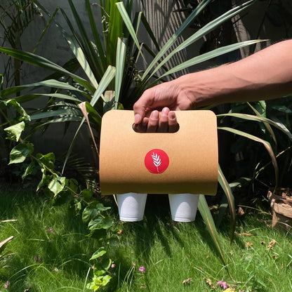 Eco-Friendly Double Cup Carrier — 100% Recyclable Paper Cup Holder