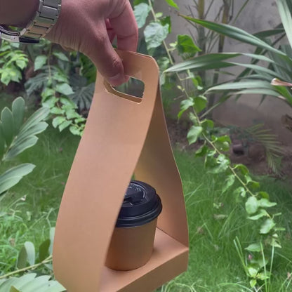 Eco-Friendly Kraft Cup Carrier — Single Cup Holder | 100% Recyclable